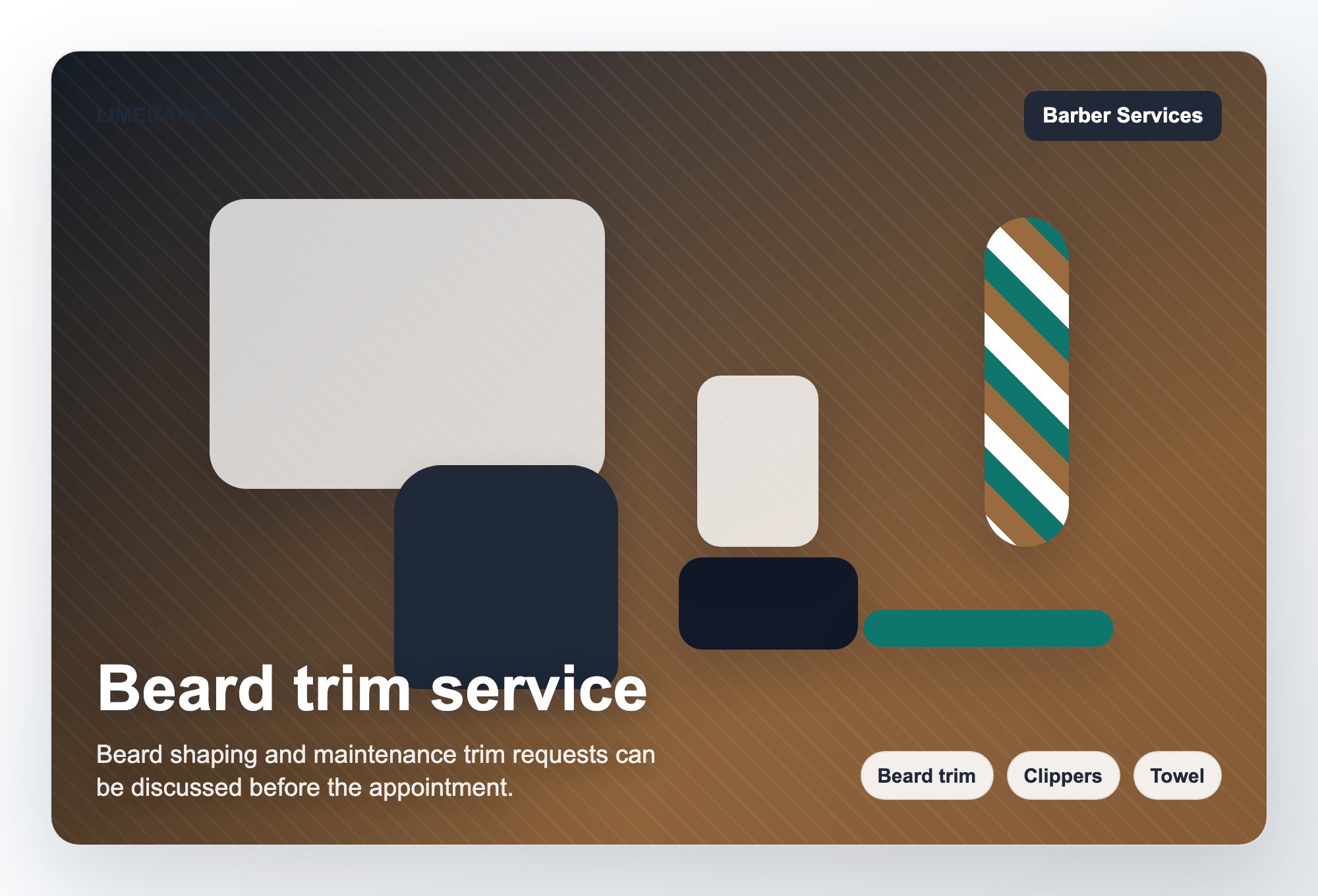 Beard trim service visual for LIMERAIN INC